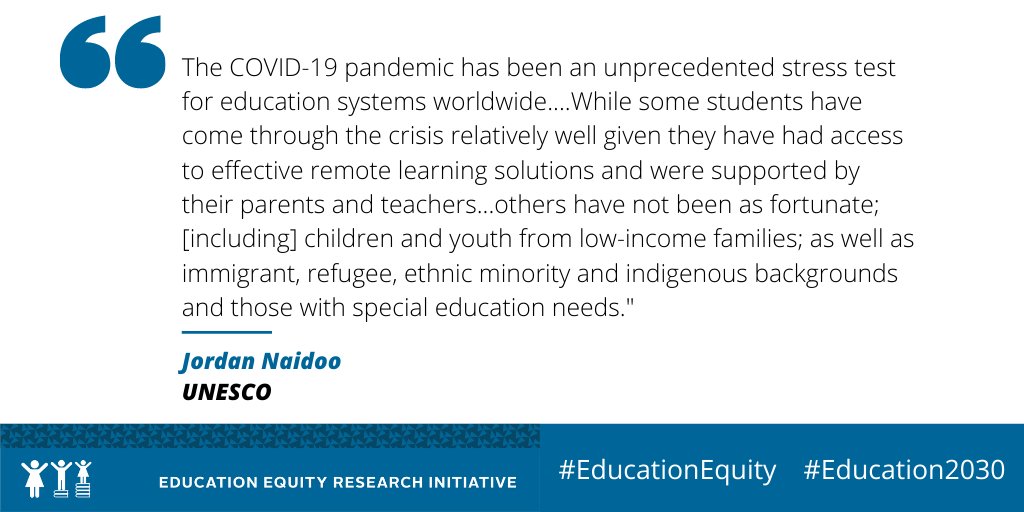 Equity2030's tweet photo. How has #COVID19 deepened educational inequities? Learn more at our #equity2030 closeout event on 3/31 as we discuss emerging #evidence and where we go next for #Education2030 w/ @fhi360, @savethechildren, @RTI_Intl, @CGDev, &amp; @asercentre https://t.co/9iwnwHGiMI @jordannaidoo1 https://t.co/YaDGNK6Bi2