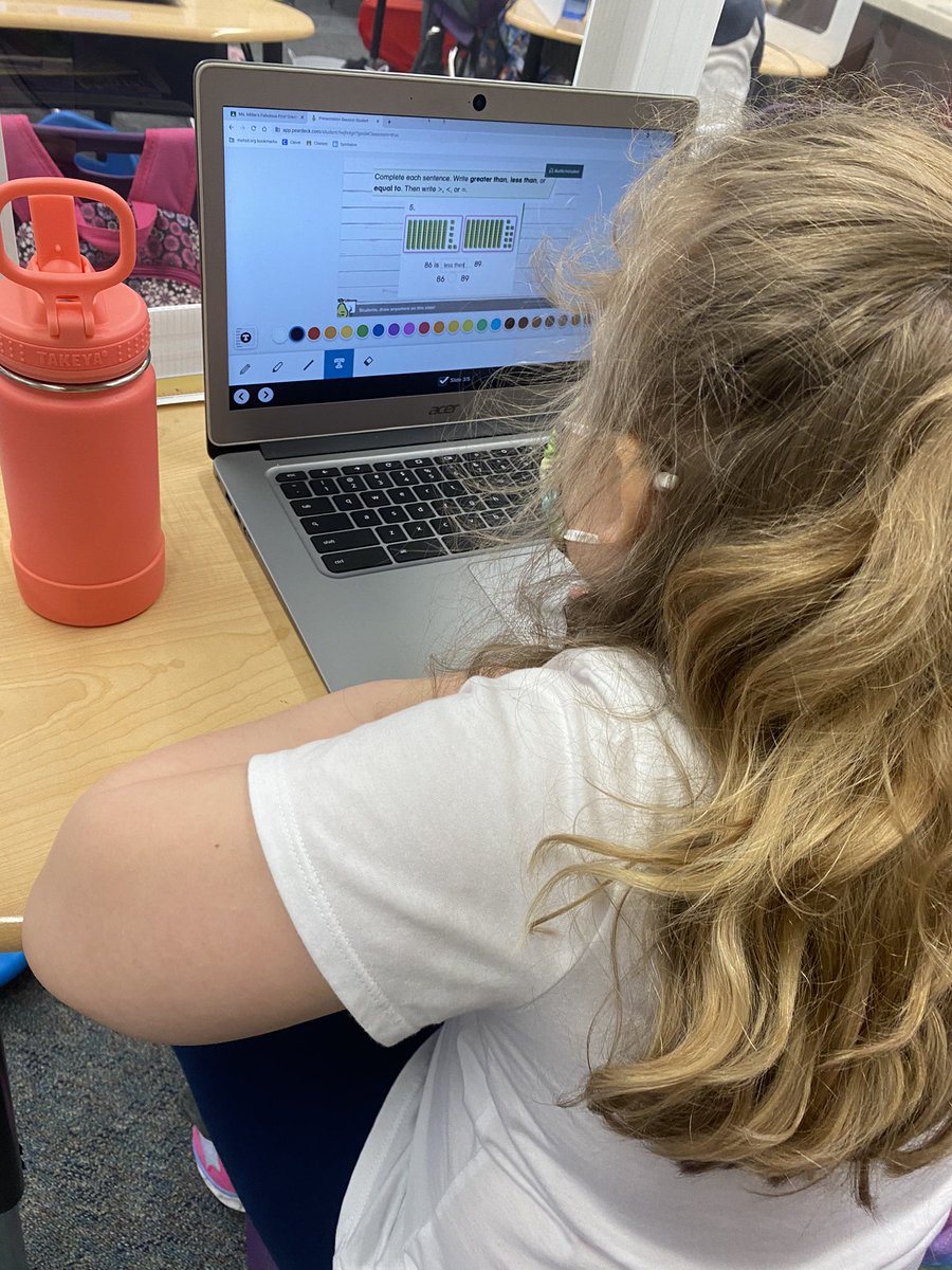 MissMiller1st's tweet photo. We ♥️ math! Students are working hard on @PearDeck, @STMath &amp; teacher time to compare numbers! You can see the big smiles even with masks on! So proud of our first graders ➕➖ @MtView07836 @JOlsyn1109 @ZywickiR @DanielleDachow1 https://t.co/kUhRx0Np5A