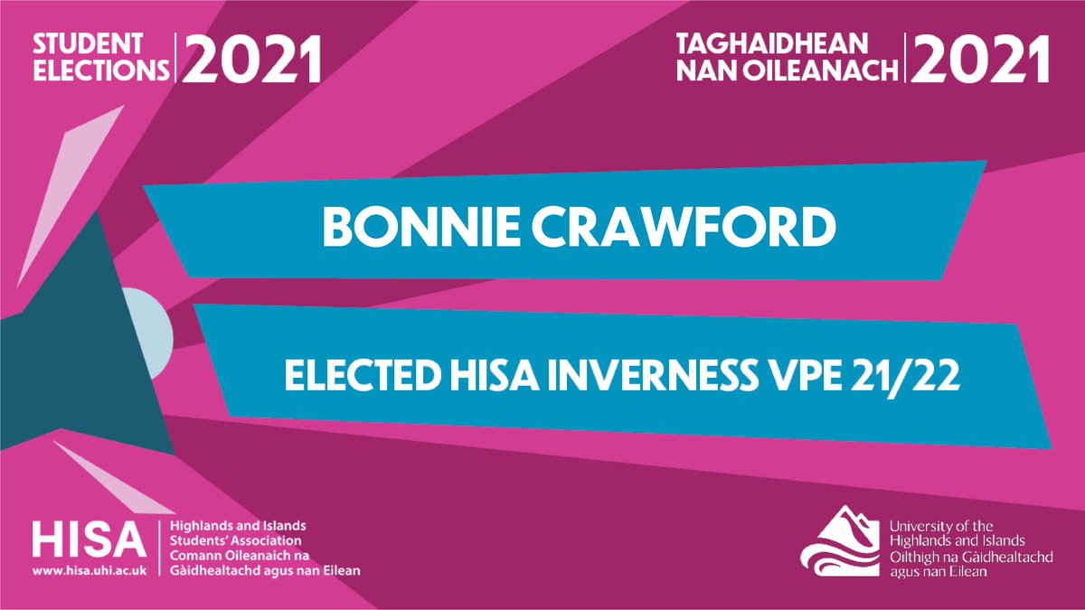 TeamHISA's tweet photo. We are delighted to finally be able to announce that your elected HISA Inverness Vice President for Education for 2021/22 is Bonnie Crawford!! ๐๐๐
#HISAelects #TeamHISA #ThinkUHI https://t.co/os9Guw0Ovw