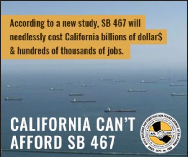 CA_Bldg_Trades's tweet photo. Read the new Capitol Matrix report on #SB467, w/up to $10/gallon gasoline, California’s #workingfamilies will EACH pay thousands of dollars for this irresponsible &amp; unnecessary bill. https://t.co/MPHSwi72qX https://t.co/HtNagJbzze