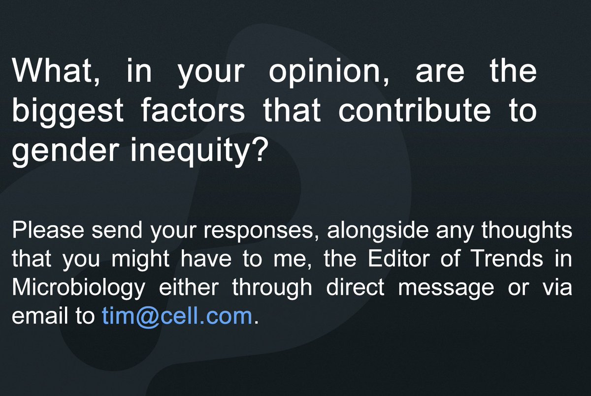 TrendsMicrobiol's tweet photo. At Trends, we value active dialogue on key issues within the scientific community, such as gender inequity. 

We would like your support to elevate underrepresented voices and we ask: https://t.co/c1Ytf6fjA0