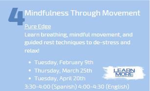 Attention Middle &amp; High School students! TODAY, join for Mindfulness through Movement with <a href="/pureedgeinc/">Pure Edge, Inc.</a> It's going to be great! :)
Thursday, March 25th: 
3:30-4:00pm Spanish Session  
4:00-4:30pm English Session
Register here: buff.ly/3vi07ee