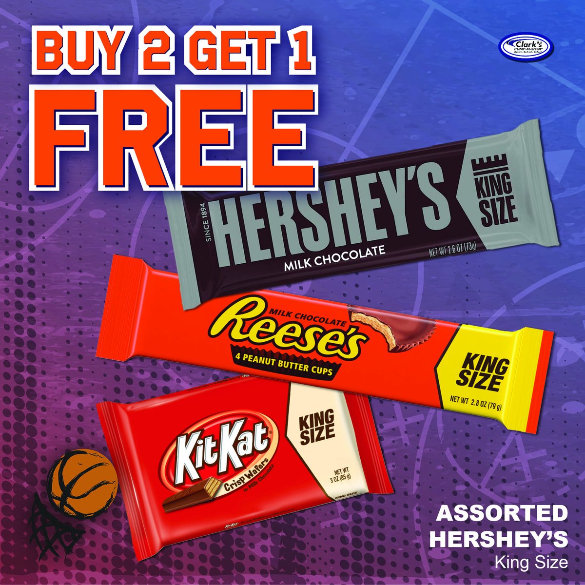 clarkspnsbti's tweet photo. Assorted Hershey's King Size Bars 
Buy 2️⃣ get 1️⃣ FREE https://t.co/JQ5LKji2cP