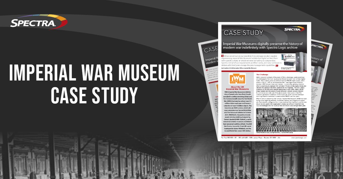 spectralogic's tweet photo. The @I_W_M is home to hundreds of thousands of films, videotapes, audio recordings and photographs that must be preserved. Learn how Spectra helps them brings insight on modern war to future generations. #SpectraStorCycle #whyspectra https://t.co/iS96swePcq https://t.co/ULmiJBndgM
