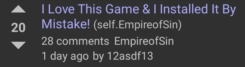 Thread on the Empire of Sin subreddit called "I Love This Game & I Installed It By Mistake!"