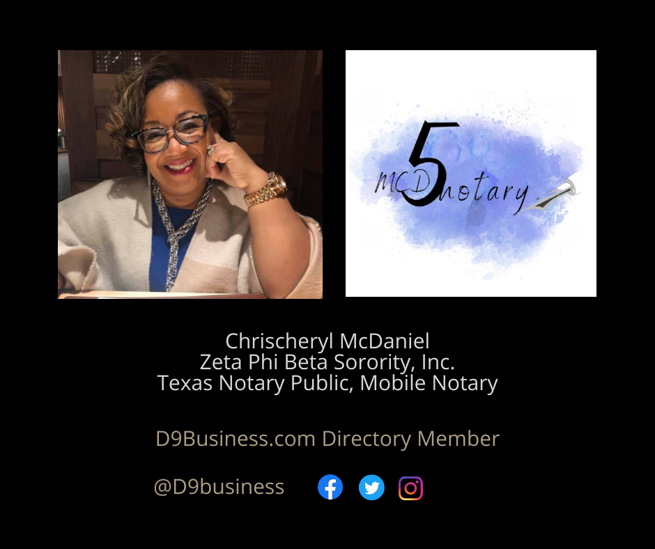 D9Business's tweet photo. Chrischeryl McDaniel of Zeta Phi Beta recently joined the D9Business Directory.  Check out the profile and add your D9 business at https://t.co/2hTEZu3U8b #d9business https://t.co/VZwzcMvn9l