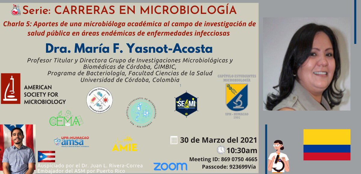 DrJRiveraCorrea's tweet photo. MARTES 30 de marzo 10:30am-PR!Mi próxima actividad como Embajador Joven del @ASMicrobiology por 🇵🇷para los estudiantes de 🇵🇷! Con invitada internacional 🇨🇴! Registro: https://t.co/BVOajdQxDg
Meeting ID: 869 0750 4665 Passcode: 923699 #PuertoRicansInSTEM #latinxsinSTEM https://t.co/spAKlEY6bG