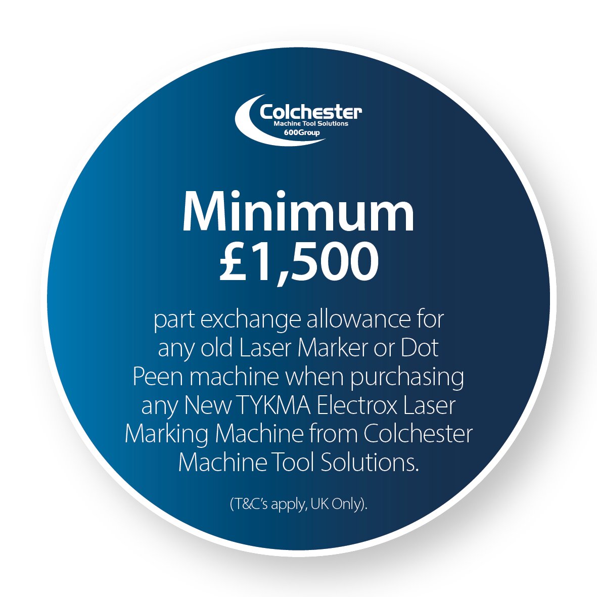 WE'RE MARKING MARCH WITH A NEW DEAL! £1,500 part exchange for any old laser marking or dot peen machine against any new TYKMA from Colchester. 
#permanentmarking #lasermarking #offer #partexchange