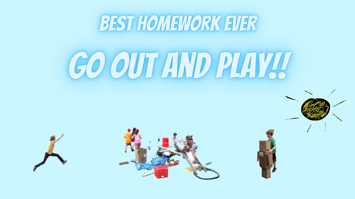 Our 11-year-old came home from school thrilled with the homework her teacher assigned - "Go Out and Play!". First time any of our kids have been 'assigned' play and it shouldn't be the last! #playeveryday #playmatters #playrocks