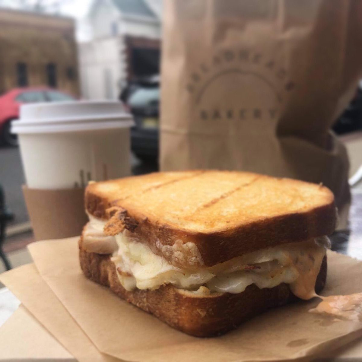 BreadNj's tweet image. We’re open Thursdays! Celebrate with this beautiful Turkey rueben grilled cheese!