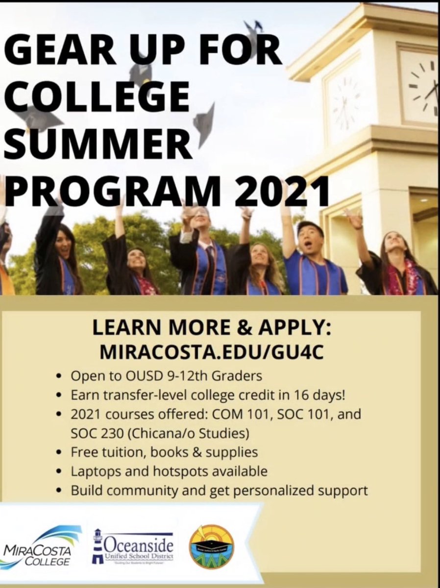 GEARUP for college! Application out now. Let GEARUP help you fill it out 💙💚 #gearupworks #miracostacollege