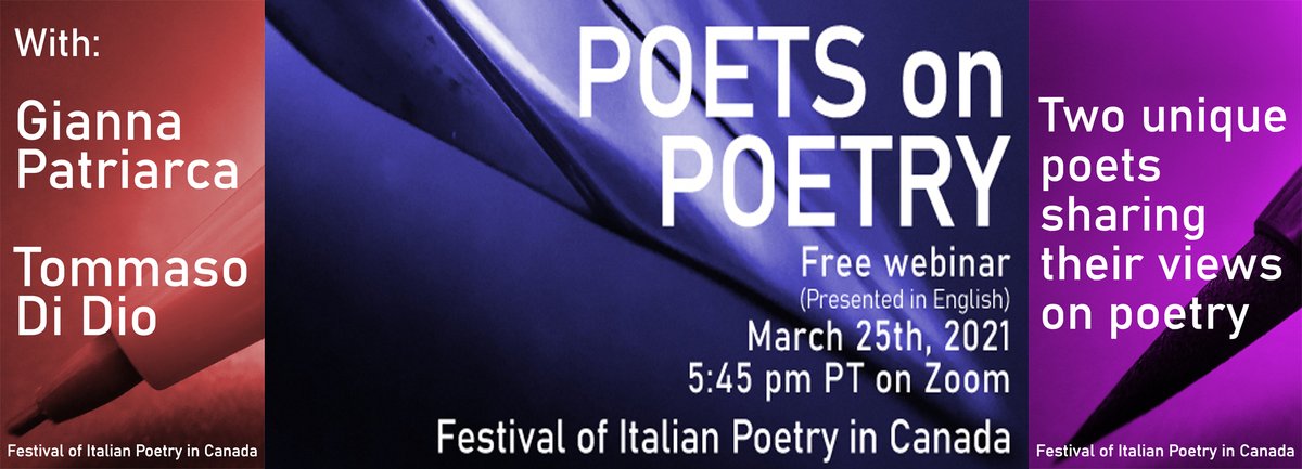 TODAY! #Author #GiannaPatriarca ('To the Men Who Write Goodbye Letters') is a featured #poet for the webinar 'Poets on Poetry'. Sponsored by #ParoleLibere Festival of #ItalianPoetry in Canada: 5:45pmEST online! #FemLitCan #CanLit #FeministPoetry #books italianpoetryfestival.wordpress.com