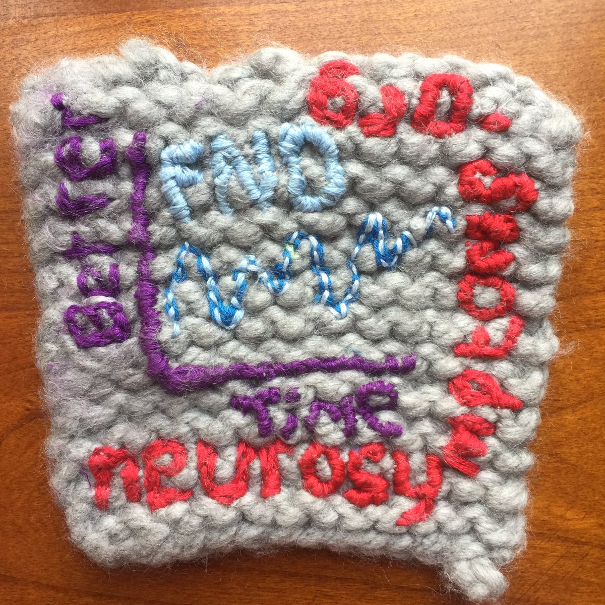Knitting for #Voices4FND

The blue and white squiggle is the recovery path for Functional Neurological Disorder. You get better over time but it’s a bit of a fluctuating process. 

Hoping neurosymptons.org don’t mind me re-creating their science into wobbly craft. 😃 💜🧶