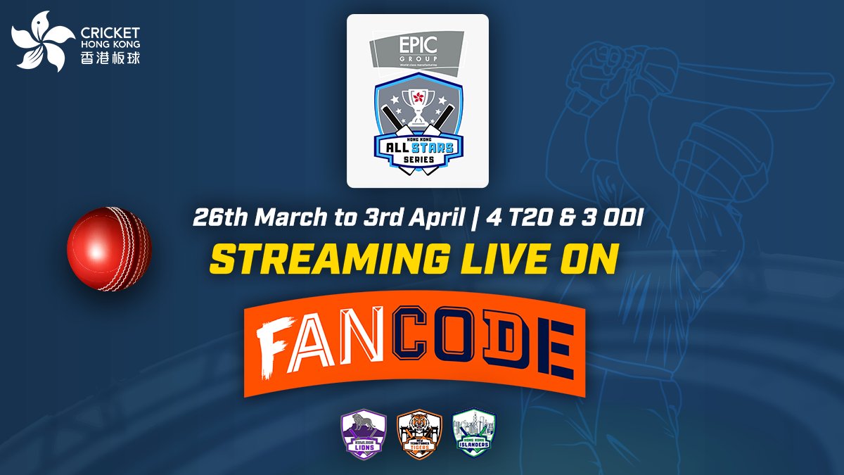 FanCode's tweet photo. ๐ The @CricketHK All Stars Series is all set to start tomorrow! ๐คฉ
๐บ Catch all the action LIVE on #FanCode. Download now: https://t.co/NhBMDC1MiN
.
.
#cricket #CricketOnfanCode #AllStarsSeries #AllStarsSeriesOnFanCode https://t.co/vQxmmXtbgX