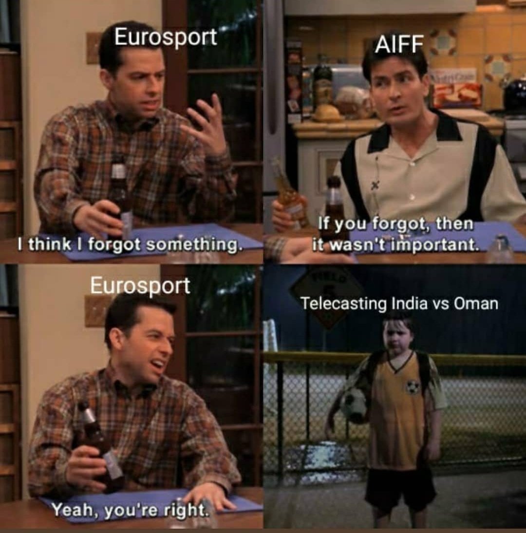 fcbsagarrrr's tweet photo. Can't even telecast the national team match, after making a Promise?
#IndiavsOman #BackIndianFootball #AIFFwakeup
@EurosportIN @IndianFootball @BluePilgrims https://t.co/eVPCZwPFmq