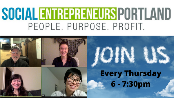 SocialEntPDX's tweet photo. Big News From Social Entrepreneurs - PDX - https://t.co/cQZV24Ucyg 1. New Free Member Searchable Database - Add yourself or your organization. 2. Join our Zoom Meetups every Thursday at 6pm.3.  #socent https://t.co/j0pY9Qd9hG
