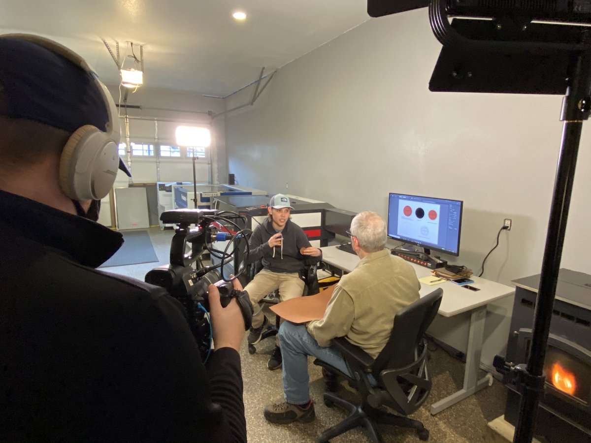 SublimeBG's tweet image. On the road again! 🚗 ✈️ Austin is in Spokane, Washington learning about laser etching at @ZomeDesign  printing for this episode of Adventures in Apparel Decorating presented by Jerzees.