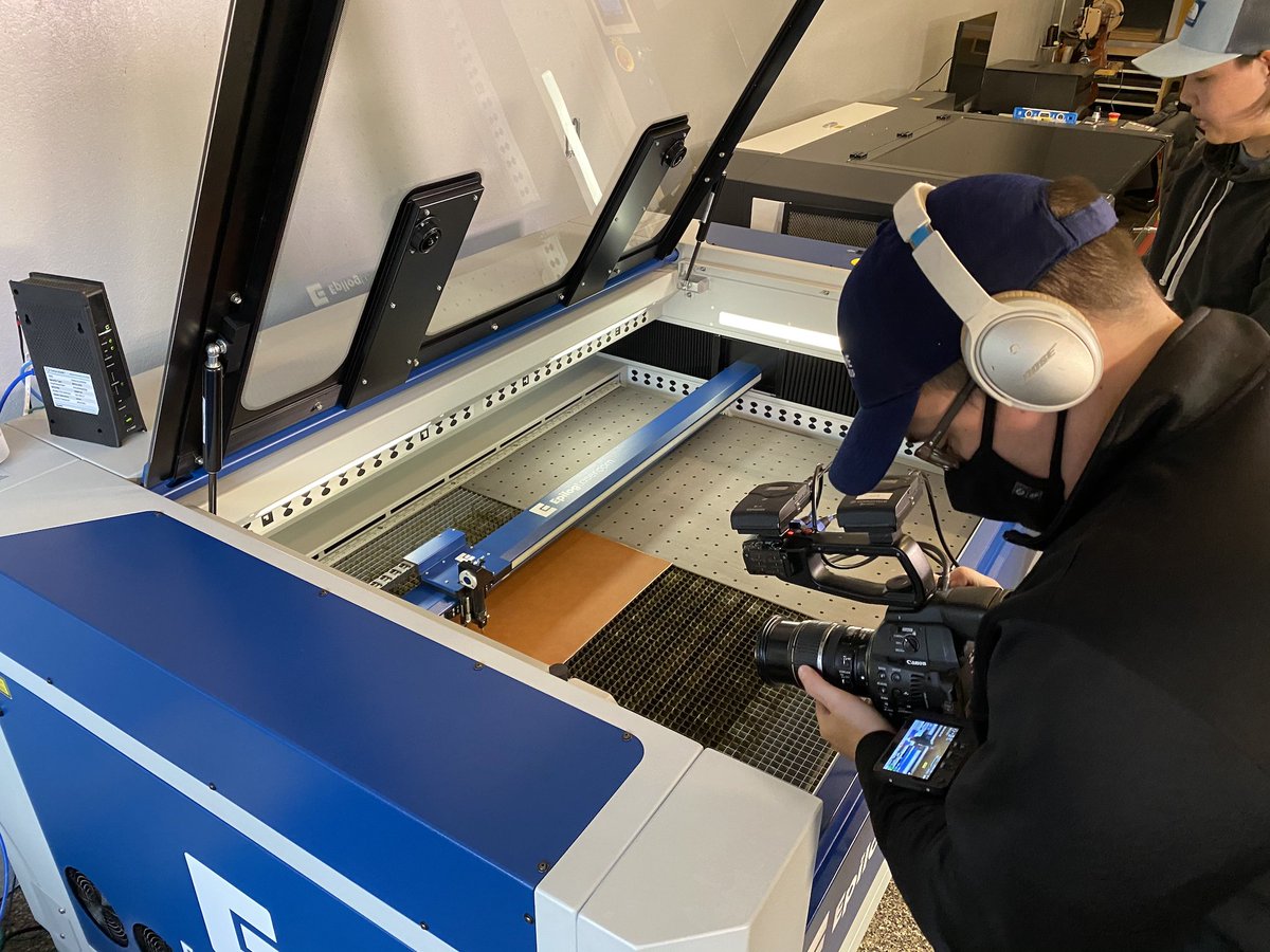 SublimeBG's tweet image. On the road again! 🚗 ✈️ Austin is in Spokane, Washington learning about laser etching at @ZomeDesign  printing for this episode of Adventures in Apparel Decorating presented by Jerzees.