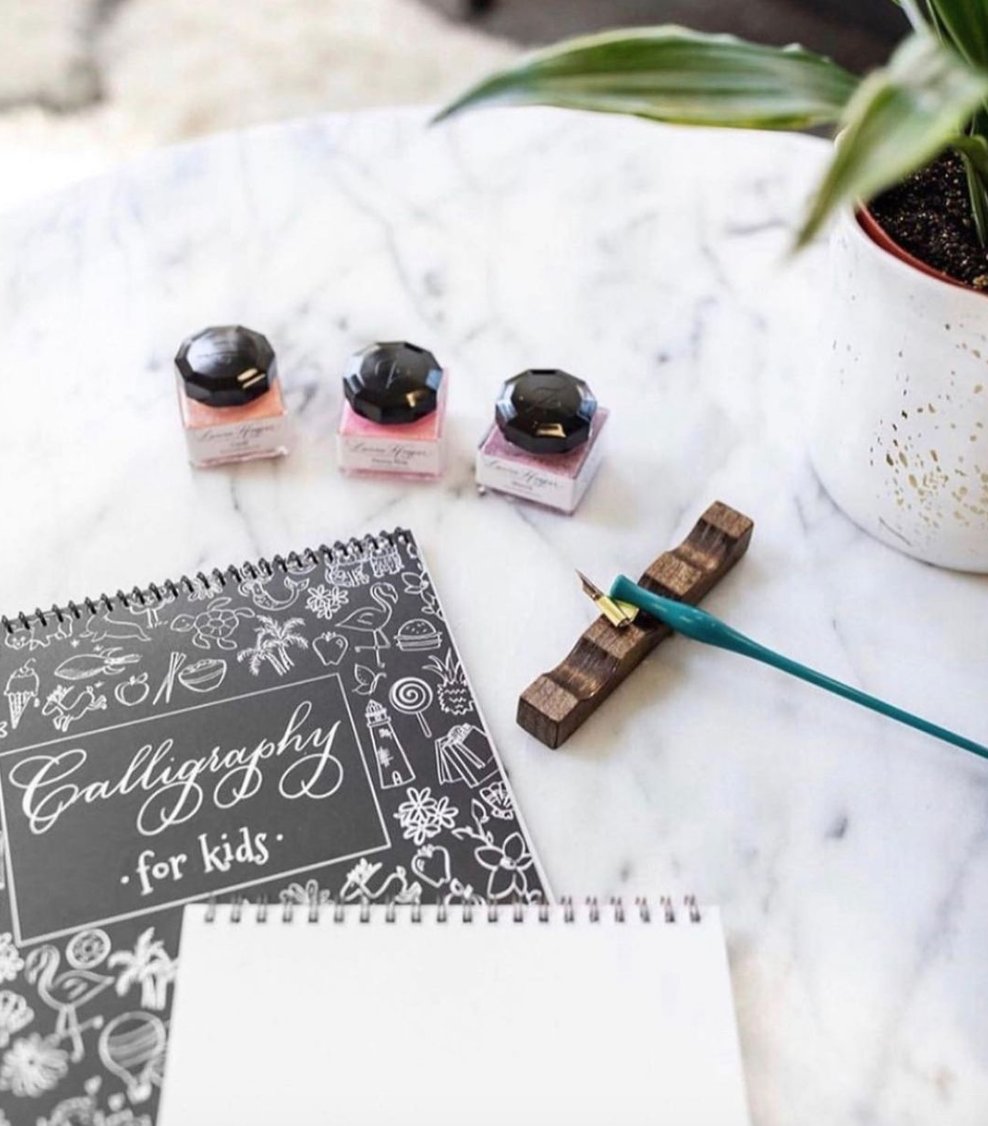 Having first learned calligraphy {broad edge} from my mom at age 11, creating our Calligraphy for Kids starter kit was especially meaningful for me! If you have or know a young one interested in the art, for children ages 7-12, you can scoop one up at lhcalligraphy.com/supplies!