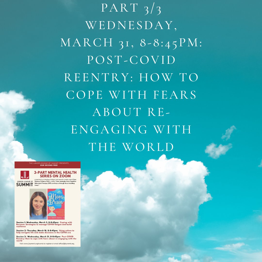 JLSummit's tweet photo. Don't miss the last in our 3-part mental health series on Wednesday, March 31, 8-8:45pm:  Post-COVID Reentry: How to cope with fears about re-engaging with the world.  RSVP here for this FREE event!:  https://t.co/JLlKSn62lF https://t.co/VDppcph6IQ