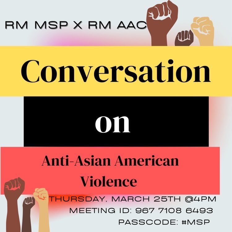 Join RM AAC &amp; MSP for a talk on Anti Asian American violence TODAY at 4pm!! @RMCheerleaders @RM_Roberson <a href="/Rocket__Nation/">#RocketNation 🚀🖤💛🚀</a>  <a href="/RMHS_Principal/">Alicia Deeny</a> <a href="/RM_SGA_Advisor/">SGA Advisor</a> <a href="/RMHSCounseling/">RM Counseling Dept.</a> @RMDPCoordinator <a href="/RMHS_MainOffice/">RMHS Main Office</a> @mrpricehistory <a href="/RMHS_ESOL_Dept/">RMHS DELME (ESOL Dept.)</a> <a href="/MsWheeler_RMHS/">Robin L Wheeler</a> <a href="/MSPScholarsRM/">Minority Scholars @ Richard Montgomery HS</a>