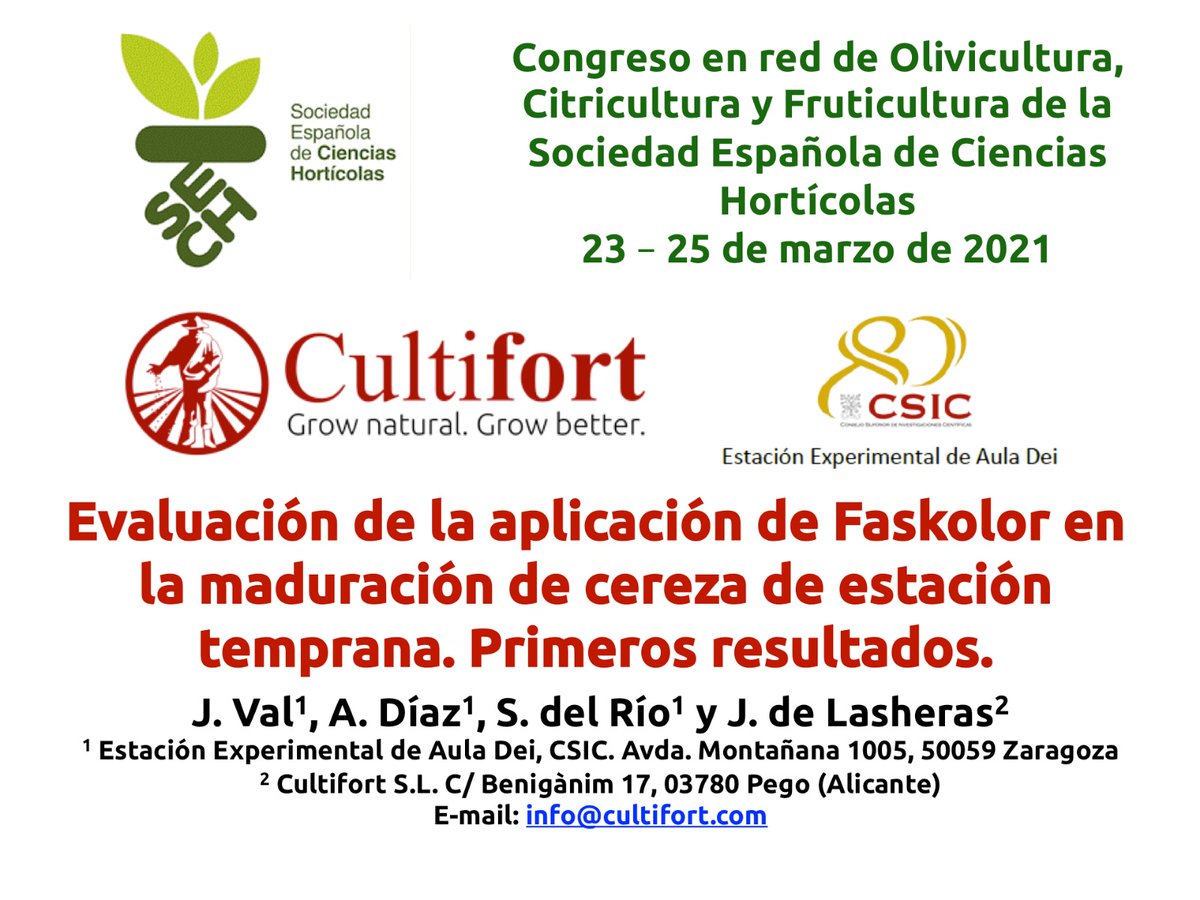 cultifort's tweet photo. #Cultifort en el #Congreso en red de #Olivicultura, #Citricultura y #Fruticultura con #Faskolor en #cereza 🍒
Para más información, síguenos en Twitter a través de Cultifort y también a @SECHorticolas o a través #SECHOCF2021
#cerezo #maduracion #agricultura #FelizJueves https://t.co/dMjuhIe2UT