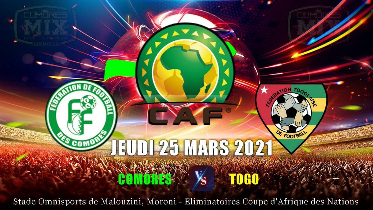WallaFelix's tweet photo. Fin au stade 🏟 Omnisports de Malouzini. COMORES 🇰🇲 0-0 TOGO 🇹🇬 
Les Cœlacanthes se qualifient pour les prochaines Coupes d’Afrique des Nations au Cameroun 🇨🇲. https://t.co/jYqrw6e07n