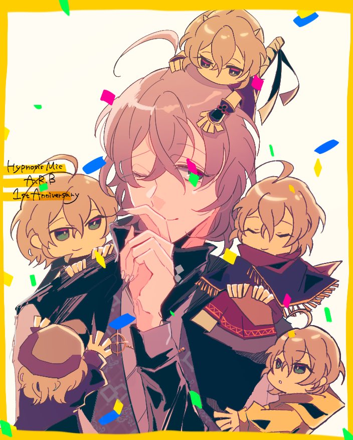 male focus one eye closed chibi ahoge multiple persona smile multiple boys  illustration images