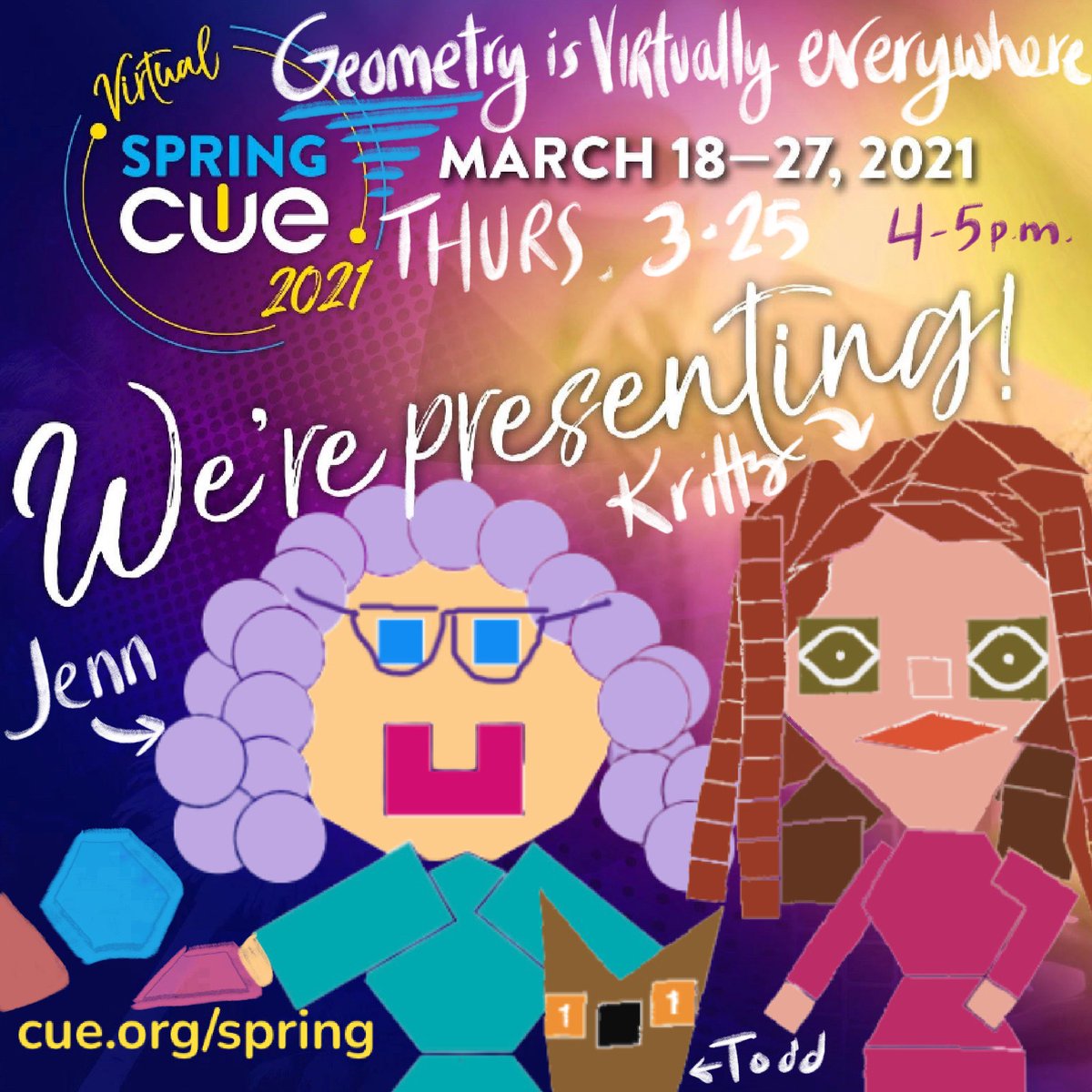 hellokritty's tweet photo. It's almost time!!! Come play! @ #SpringCUE sessions: Geometry is Virtually Everywhere #Hoy #Today at 4p and #Drawing is Good for You❤️💕✏️ #Caturday 3/27 @ 2p #CUELA #WeAreCUE #SEL #Math https://t.co/OpLto0OoRv