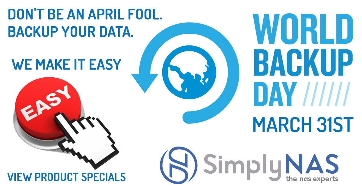 simplynas's tweet photo. Don't be an April Fool. Back Up Your Data. View our #WorldBackupDay specials to make it easy on you. https://t.co/45ImBw0zzq https://t.co/E2jVQ9EQFg