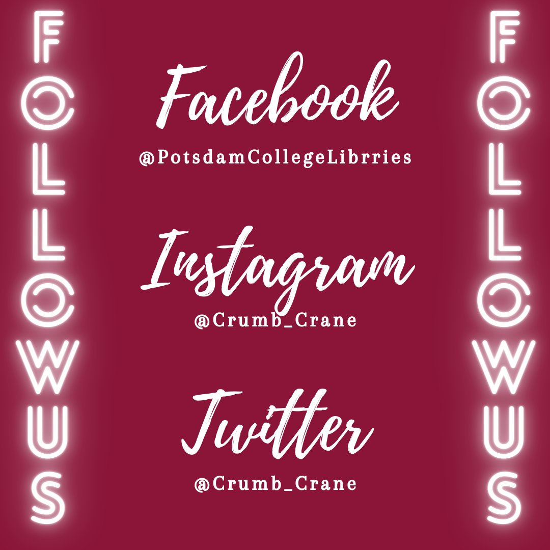 Crumb_Crane's tweet image. #SUNYPotsdam #SUNYPotsdamLibraries #followus #collegelibraries