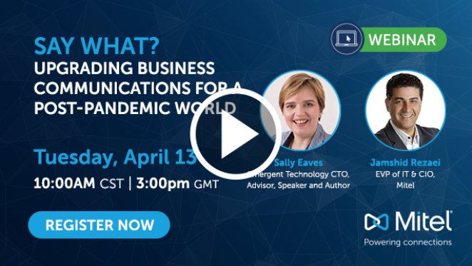 Is your IT team ready for a post-COVID world? <a href="/sallyeaves/">Sen. Sally Eaves</a> and <a href="/jamshidrezaei/">Jamshid Rezaei</a> share practical tips to make sure your business comms are set for the "next normal" in this free webinar. Reserve your spot now:  bddy.me/31hS7Mr