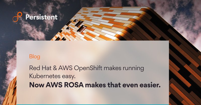 Persistentsys's tweet photo. We are leveraging our strong partnerships with @awscloud and @RedHat to speed the deployment of the new Red Hat OpenShift Service on AWS (ROSA). Learn how we are bringing this exciting capability to clients. Read our blog - https://t.co/HD7av2kMRk