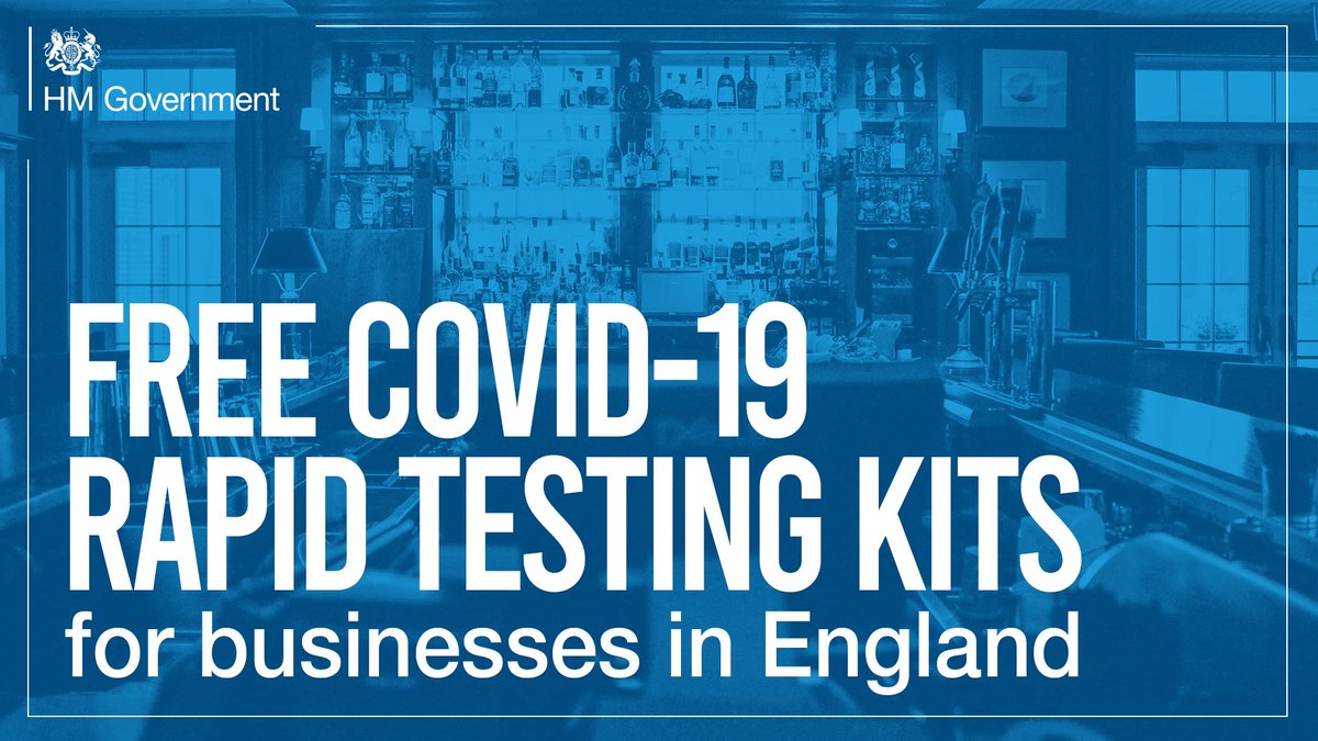 📢 There is less than 1 week left to register your business for free #COVID19 rapid test kits!

Businesses of all sizes in England can register, including those closed due to lockdown restrictions.

Register by 31 March 👉 bit.ly/WTestSW