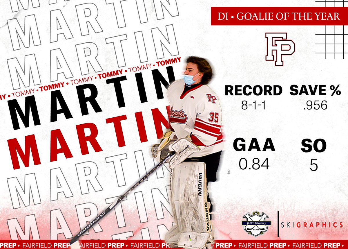 CTHSHockey (@cthshockey) on Twitter photo 2020-21 Division I Goalie of the Year presented by <a href="/IPHHockey/">IPH Hockey</a>
Tommy Martin - Fairfield Prep
<a href="/FPvarsityhockey/">FP Varsity Hockey</a> | <a href="/SkiGraphics/">ski.graphics</a> | @CTHSHockeyChris #cthk 2020-21 Division I Goalie of the Year presented by <a href="/IPHHockey/">IPH Hockey</a>
Tommy Martin - Fairfield Prep
<a href="/FPvarsityhockey/">FP Varsity Hockey</a> | <a href="/SkiGraphics/">ski.graphics</a> | @CTHSHockeyChris #cthk
