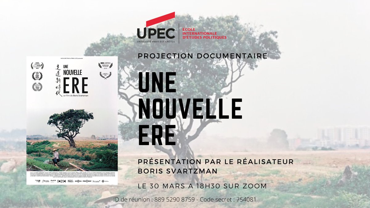 anmingli75's tweet photo. Projection du documentaire "Une nouvelle ère" le 30 mars à 18h30 en présence du réalisateur @BorisSvartzman à l'Ecole internationale d'Etudes Politiques @EEP_UPEC @UPECactus @MoniqueAbud sur Zoom. https://t.co/wCbDTUVN4b