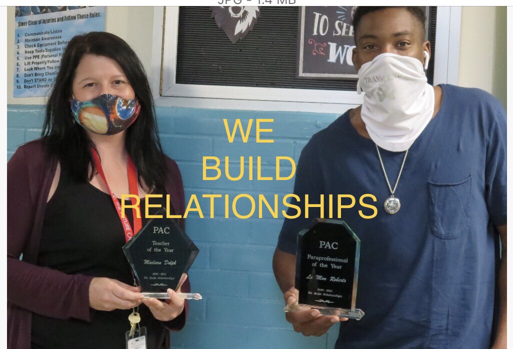 PAC_Wolves's tweet photo. Pathfinder has announced its Para of the Year: LE’MON ROBERTS and Teacher of the Year: MADISON DOLPH. They have brought programs to our campus which help our kids engage and grow personally as well as within the community. Spread JOY and TRANSCEND! https://t.co/ARIdm9aQgP
