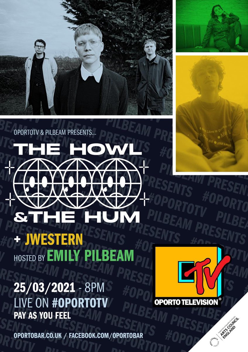 Tonight <a href="/HowlandHum/">The Howl & The Hum</a> &amp; <a href="/jwesternn/">JWestern</a> live sessions on #OportoTV hosted by @empilbeam 📺💃🕺

Tune in at 8pm here - facebook.com/events/2903529…
or via our YouTube - youtube.com/watch?v=g8kovX… 
Subscribe &amp; share the love where you can ❤️ @IVW_UK <a href="/ace_national/">Arts Council England</a>