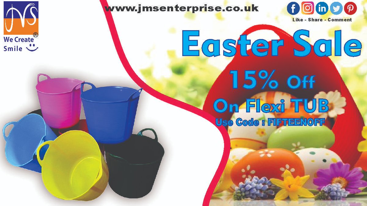 JMSMedia1's tweet photo. Hooray! It's Festive time! On Occasion of Easter we bring the best offers for you
Flash sale on JMS BIG 15% OFF on all Products
Visit https://t.co/M7KbyKAwRX

#eastersale #easteregg #festiveseason #Container #stationery #flexitub #flexitrug #garden #plastic #builders #material https://t.co/VZWyDBkpwb
