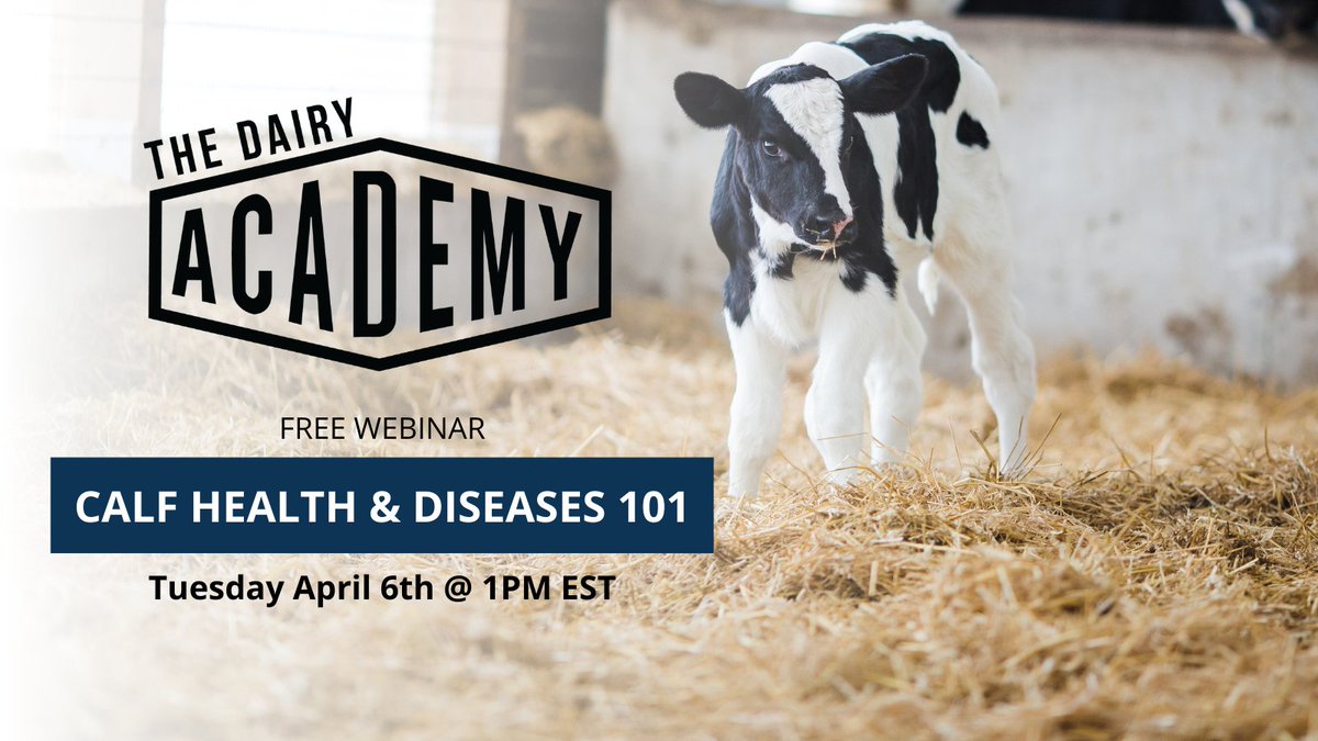 The Dairy Academy is back! Join us for our first webinar of 2021 in The Dairy Academy series - Calf health &amp; diseases 101

We are excited to have Dr. Kristen Edwards joining us to talk all about calf health. Register here: us02web.zoom.us/webinar/regist… #dairy #webinar #calfhealth
