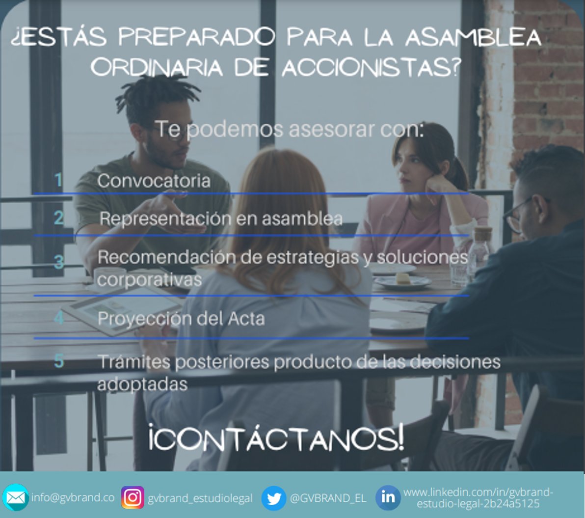 GVBrand_EL's tweet photo. Recuerda realizar la Asamblea General de Accionistas con la mejor asesoría. 
#FelizJueves #Abogados #AsambleaOrdinaria #CCB https://t.co/XWu9xVcIdw