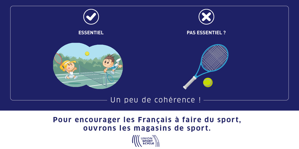 UNIONs_c's tweet photo. Le @gouvernementFR invite à reprendre une activité physique mais les #commerces d'articles de #sport restent fermés ds 16 départements
Une décision incohérente et préjudiciable aux Français : comment pratiquer un sport correctement si son commerce est fermé ? #MonSportMonCommerce https://t.co/9HOORBZvCS
