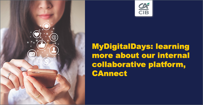 CA_CIB's tweet photo. #MyDigitalDays | During one of today's wokshops, staff members got to find out more about our internal collaborative platform, CAnnect, which allows them to share knowledge and best practices globally. https://t.co/KanoOinXu9