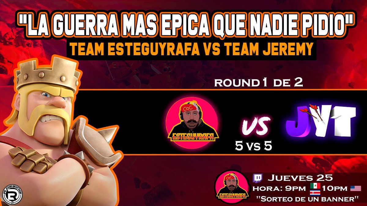 Amig@s 
Hoy en la noche tendremos un mini torneo TH10 1vs1 y luego el Round 1 de la guerra de mi equipo vs El equipo de @Jeremyy_YT 
Va estar EPICO 
Los espero por mí canal esta noche