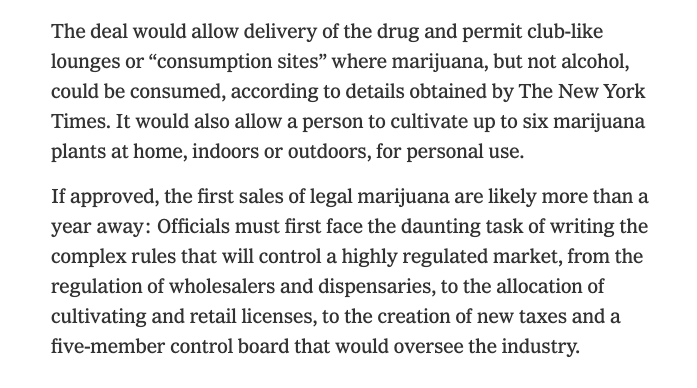 tomgara's tweet photo. Wow, the NY weed legalization deal appears to include allowing Amsterdam-style coffee shops https://t.co/jGoGGIsPUX https://t.co/6nfLmRMdd7