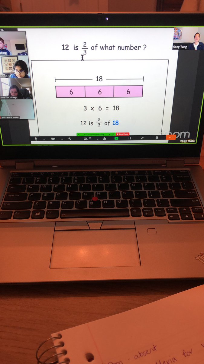 MrsRomond's tweet photo. Remote teaching is much more engaging when we watch @gregtangmath help us with word problems!! #RemoteLearning #GregTangMath #Fractions #WordProblems #WiltonWayCT https://t.co/R4t18M6MOm