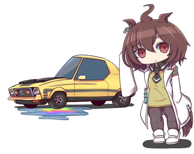 水溜まりを虹色に光らせるアグネスタキオン
#ウマ娘
#アグネスタキオン 