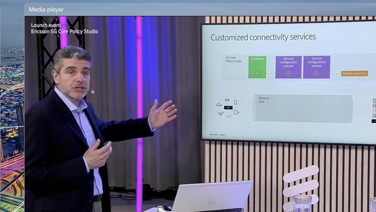EricssonSoftw's tweet photo. LIVE! Luca De Stefano, Ericsson Head of Portfolio Marketing and Sales Readiness for UDM, Policy and Exposure, showing a demo of new Ericsson 5G Core Policy Studio. #networkslicing #EricssonDigital https://t.co/xQZTpZ6Fwv https://t.co/EC9JLM2rlB