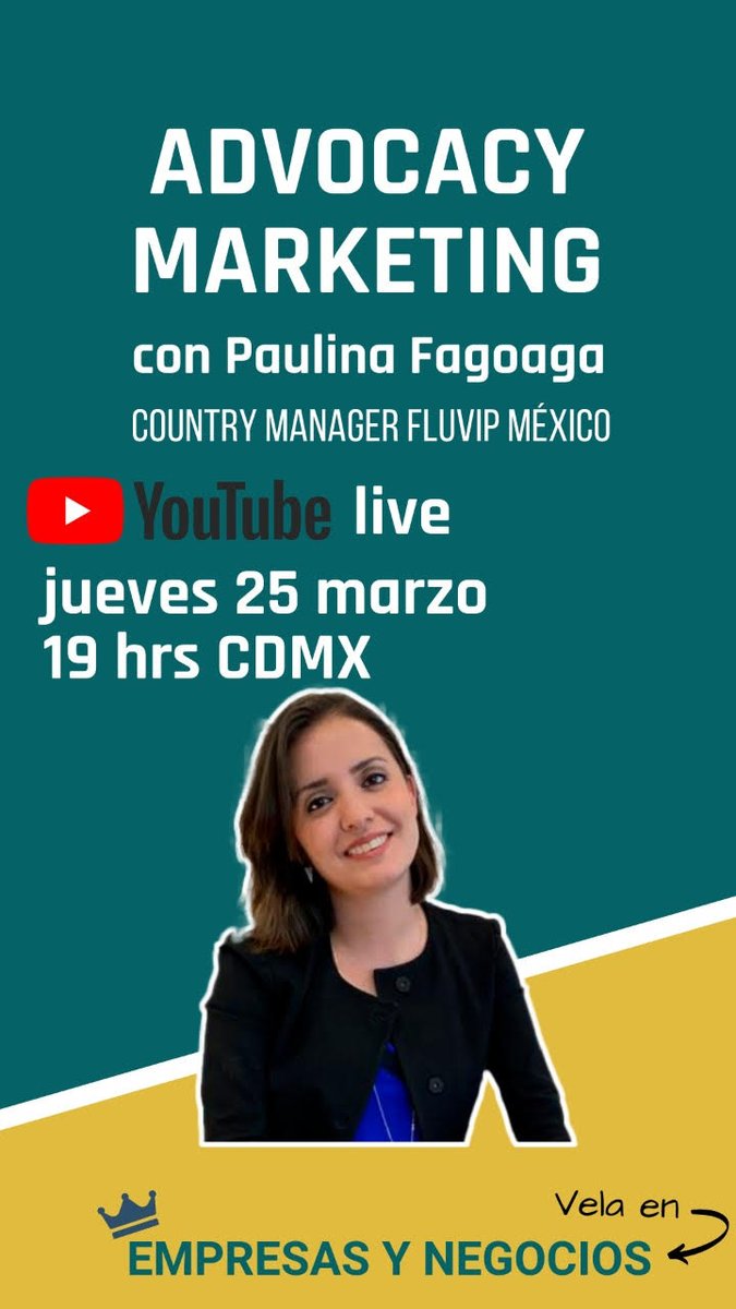 posada888's tweet photo. Paulina Fagoaga, experta en marketing digital y pionera en en el influencer marketing en México, nos hablará sobre el Advocacy Marketing, una estrategia de uso inmediato! . 25  marzo 20:00 hrs. COL
https://t.co/nI6IfGVZHw #AdvocacyMarketing #Fluvip https://t.co/CGbYwbe48O