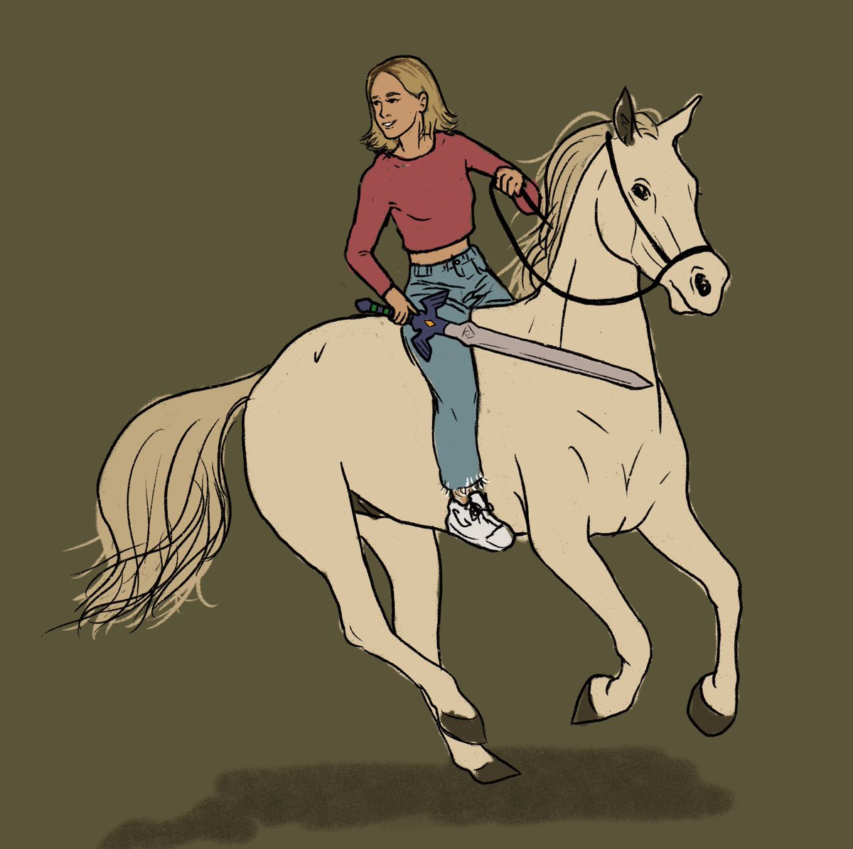 KSillustrates's tweet photo. Had a dream last night of which all I could remember was me riding a white horse with a sword... so in a sleepy daze this morning I sketched it😂 pretty rad honestly! 
Thought i’d share it on here for more eyes to enjoy ✌🏼
(and yes that is the master sword) https://t.co/3tWFGwFfa9
